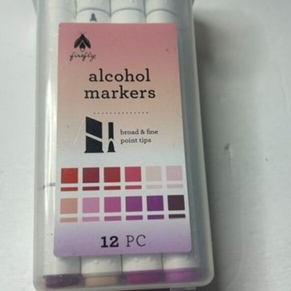 Firefly Alcohol Markers 12 Pc Set Broad & Fine Point Tips Assorted Colors - NEW - Picture 4 of 7